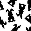 Seamless pattern easter bunny silhouettes vector illustration Royalty Free Stock Photo